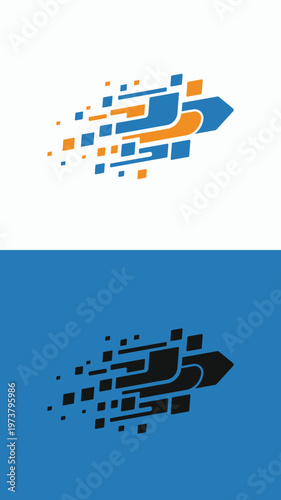 Modern Rocket Arrow Digital Speed Vector Icon White Background Symbol