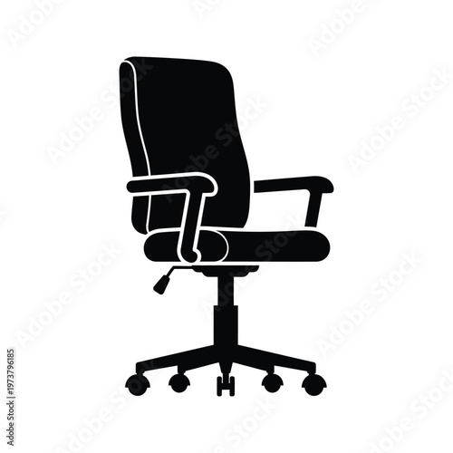 A sleek black office chair with armrests and wheels for modern workspace comfort and mobility
