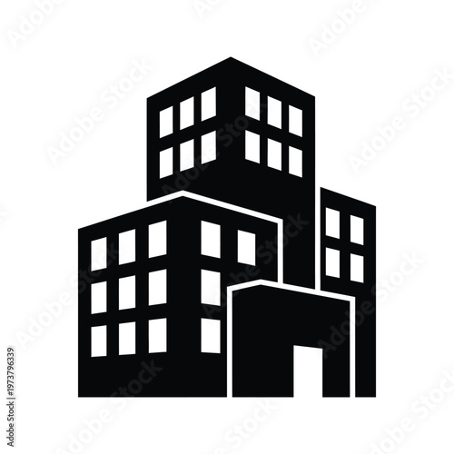 A minimalist black and white illustration of a house with a classic gable roof and symmetrical windows