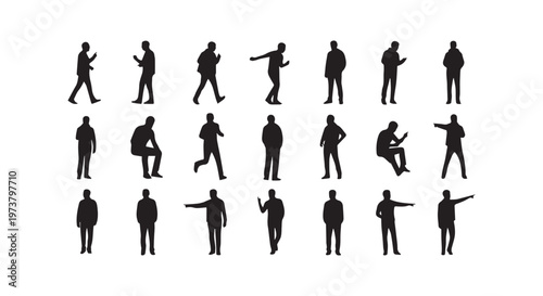 Diverse collection of human figures illustrating different body types and postures in black and white sketch