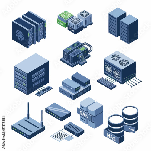 Collection of computer hardware devices.