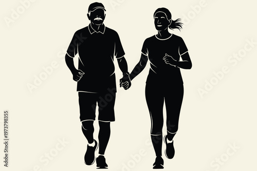 Senior Man and Woman Exercising Together Silhouette - Fitness and Wellness for Seniors