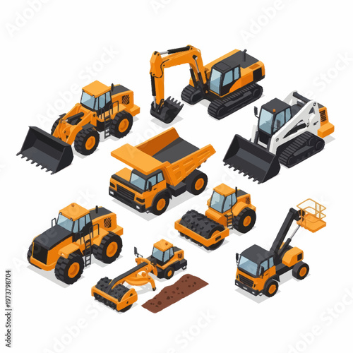 Collection of toy construction vehicles.
