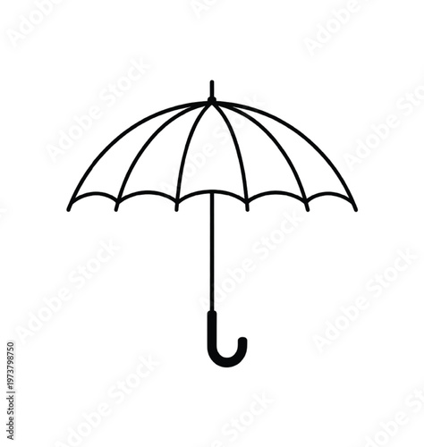 Black line umbrella on white background minimalist vector illustration EPS PNG file