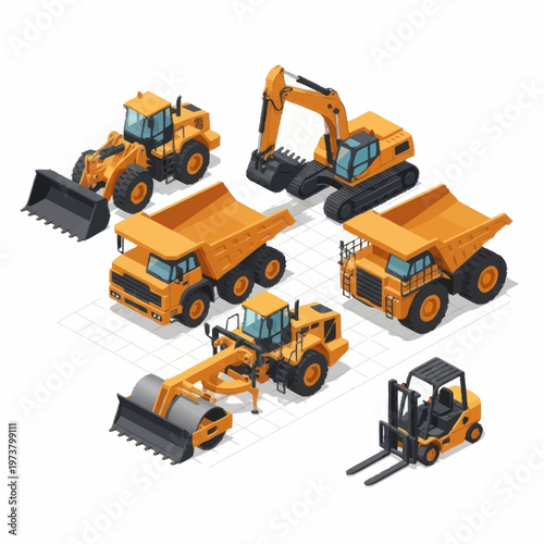 Toy construction vehicles for kids play.