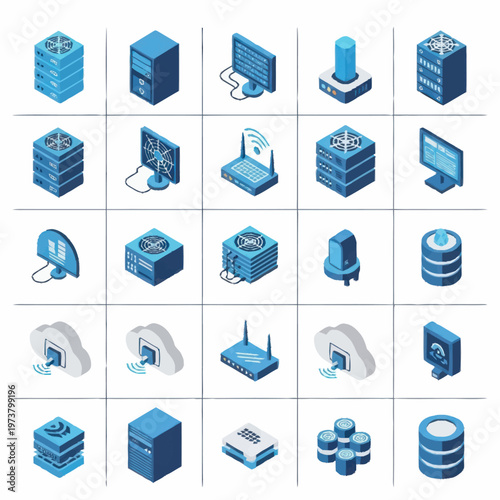 Collection of computer and technology icons.