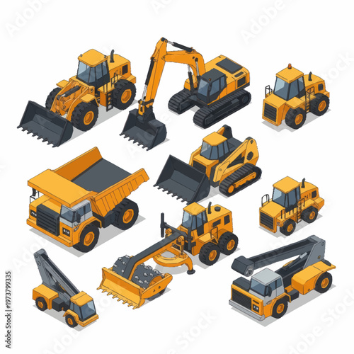 Collection of toy construction vehicles.