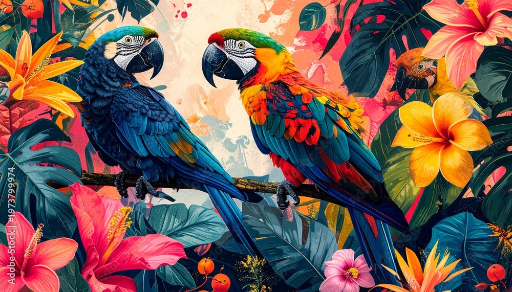 Fototapeta premium Tropische Vogel-Collage