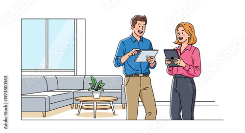 Colleagues Sharing Ideas Over Digital Tablets