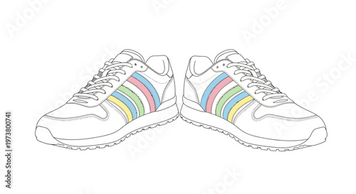 Colorful Sneakers with Rainbow Stripes.
