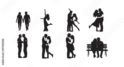 Vector illustrations showcasing different human postures and activities in modern design style