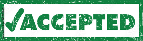 Green Stamp with the Word Accepted and a Check Mark Illustration, Representing Approval and Confirmation in a Graphic Design
