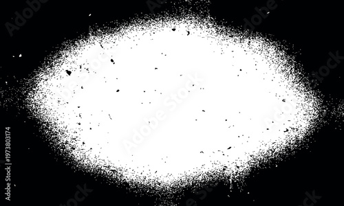A white circle with a black background