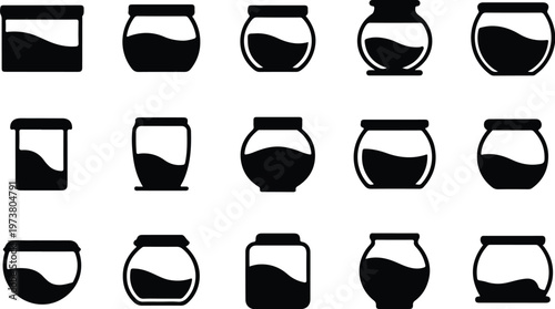 Aquarium Silhouette Icon Fish Tank Outline Elegant Design