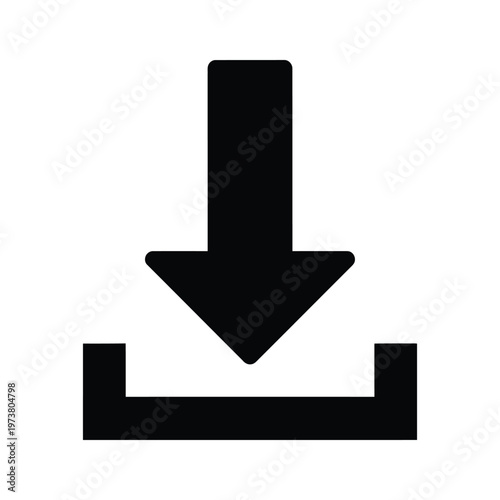 Downloading file icon with arrow pointing downwards into an open folder