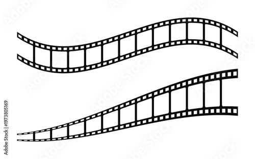Wavy Film strip icon vector set. Film strip icon used for videography elements. Old retro tape film video movies, vintage film strip for photo video filming. picture, photo, video, movie, icon.