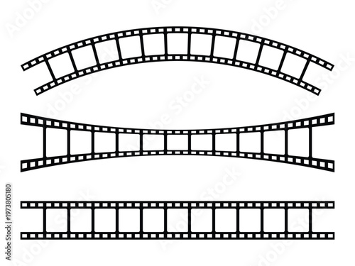 Film strip icon vector set. Film strip icon used for videography elements. Old retro tape film video movies, vintage film strip for photo video filming. picture, photo, video, movie, strip, web icon.