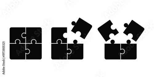 Set of Puzzle pieces icon. teamwork, and problem solving concepts. Perfect jigsaw puzzle vector for concept vector illustration.