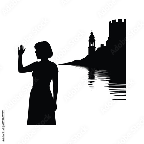 A silhouette captures the essence of solitude and ambition in an urban landscape at dusk