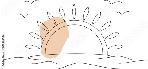 Simple Sunrise Line Art