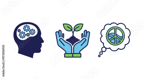 Vector Illustration Of Mental Growth And Harmony For Wellness And Self Care Concept Medical Health Icons Isolated On Transparent Background