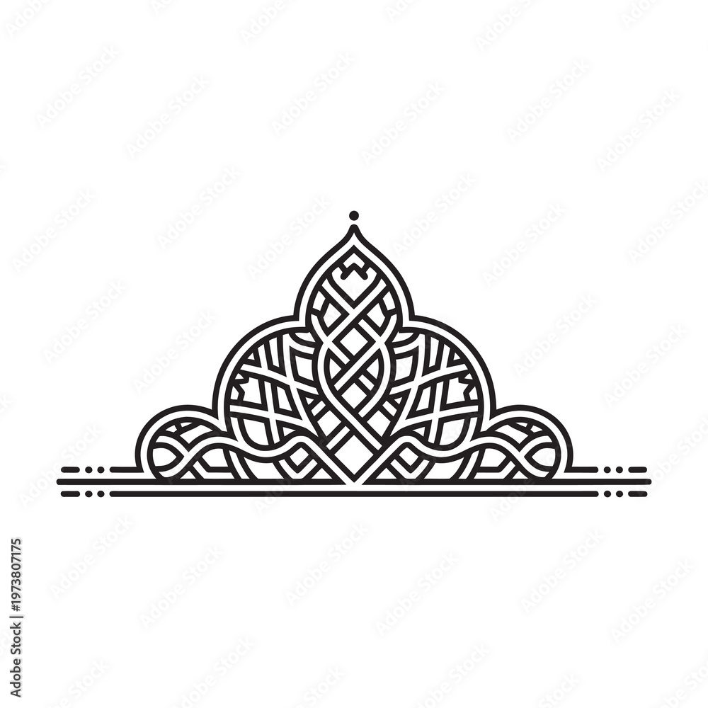 Fototapeta premium Abstract oriental ornate design element with intricate geometric lines.