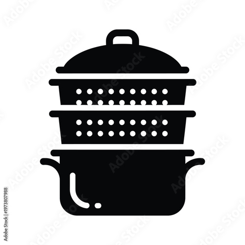 Steamer basket set with lid and base pot for cooking multiple layers of food