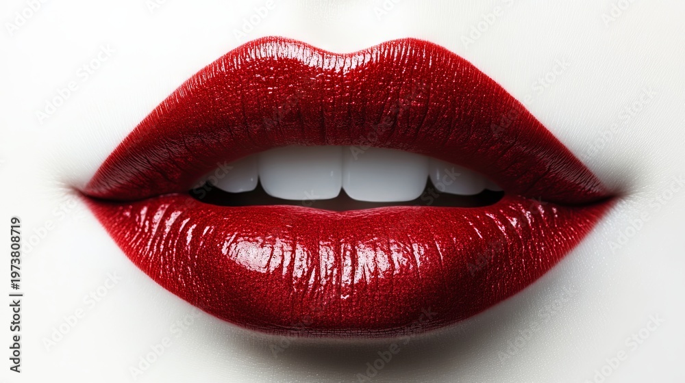 Obraz premium Red lipstick smear isolated on a white background