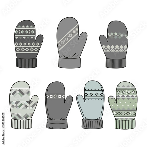 Winter Mittens Collection: Cozy Knitted Gloves with Geometric Patterns