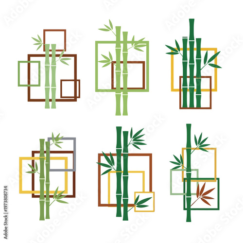 Bamboo Stalks with Geometric Frames - Nature Inspired Design Elements