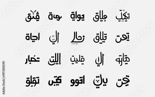 Arabic script words displayed in isolated letter form with diacritical marks Vector