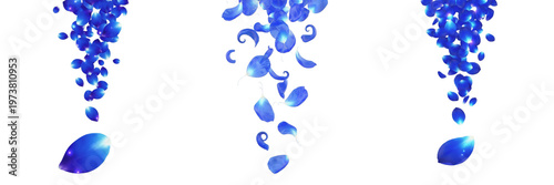 Quadro su tela Set of Falling Blue Rose Petals - Enchanting Floral Confetti and Magical Blossom