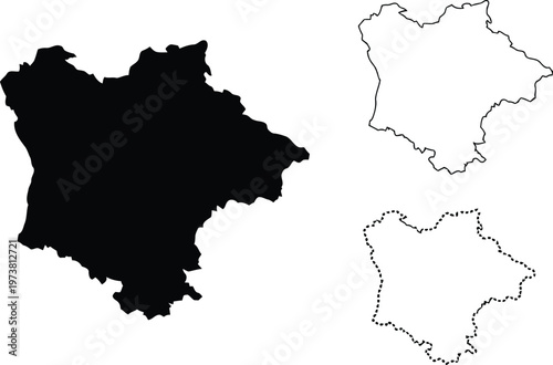 Map of potenza province in basilicata italy with solid silhouette and outline versions Vector