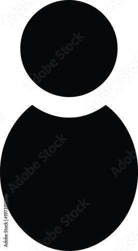 Minimalist black user profile icon silhouette isolated on a plain white background. Vector