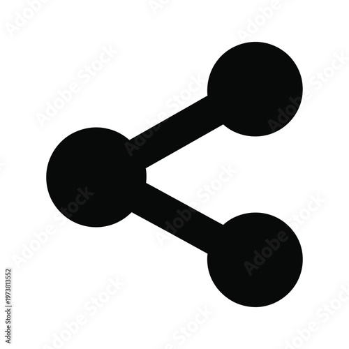 Black and white illustration of three spheres connected by cylindrical rods