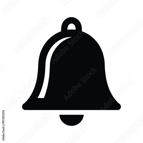 A classic black silhouette of a traditional church bell with a handle on top
