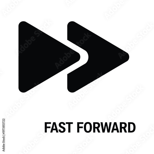 Black and white fast forward symbol with text label
