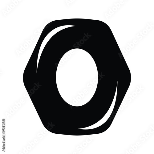 Abstract black sketch of a distorted circular shape with a hollow center