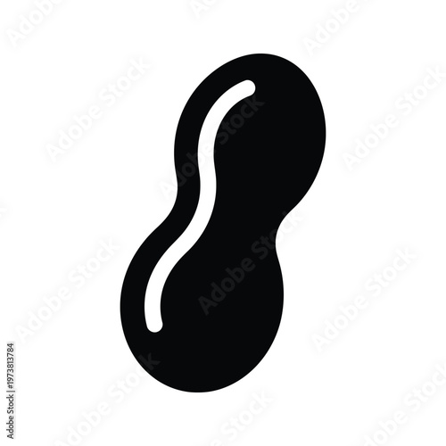 An abstract silhouette resembling a curved, elongated loop with a narrow opening