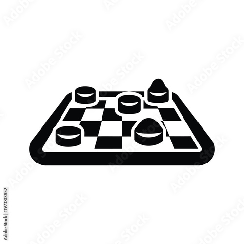 Black and white checkers game in progress on a board with pieces positioned.