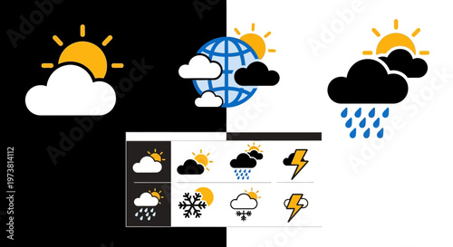 Weather forecast icons and symbols.