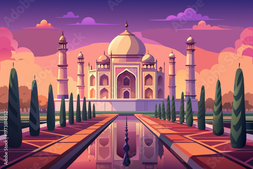 taj mahal at sunset