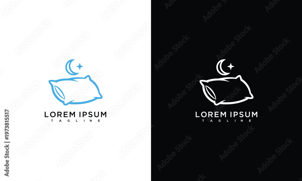 Obraz premium Minimalist Sleep Pillow Moon Star Logo Design