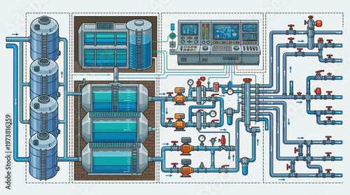 Industrial water treatment system diagram.