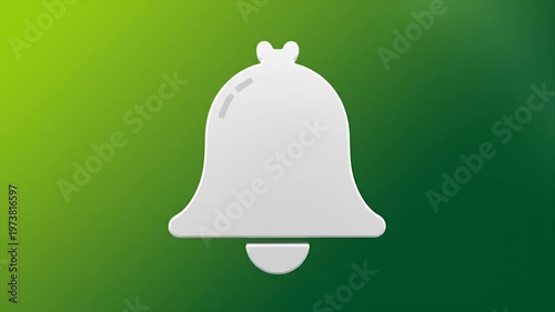 3d white notification bell icon on vibrant green gradient background