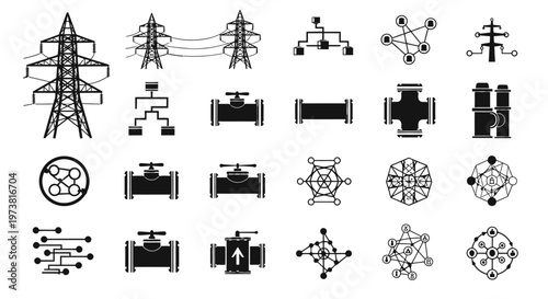 Collection of industrial and technology icons.