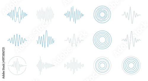 Collection of various sound wave icons.
