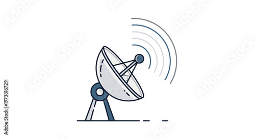 A line drawing of a satellite dish.