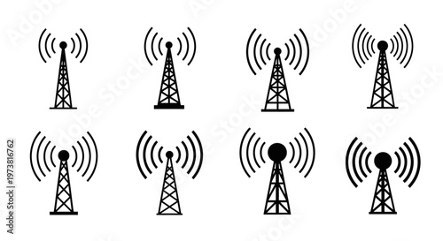 Collection of various cell tower icons.