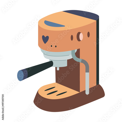 Espresso machine for making coffee with portafilter. Professional brewing equipment. Trendy modern vector illustration isolated on white, hand drawn, flat design